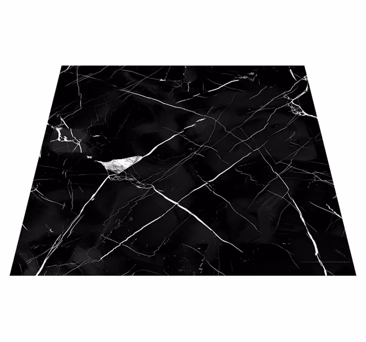 Vinyl teppich esszimmer in schwarzmarmor-optik - TenStickers