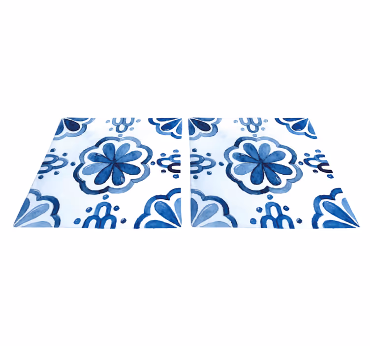 Vinyl teppich esszimmer mit floralen zementfliesenmustern - TenStickers