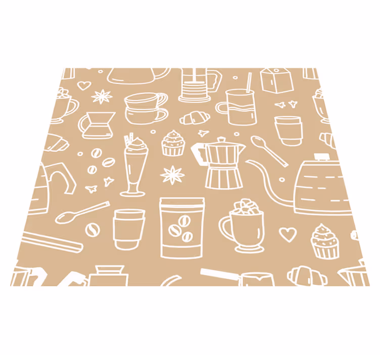 Vinyl teppich küche mit muster von tassen und gläsern - TenStickers