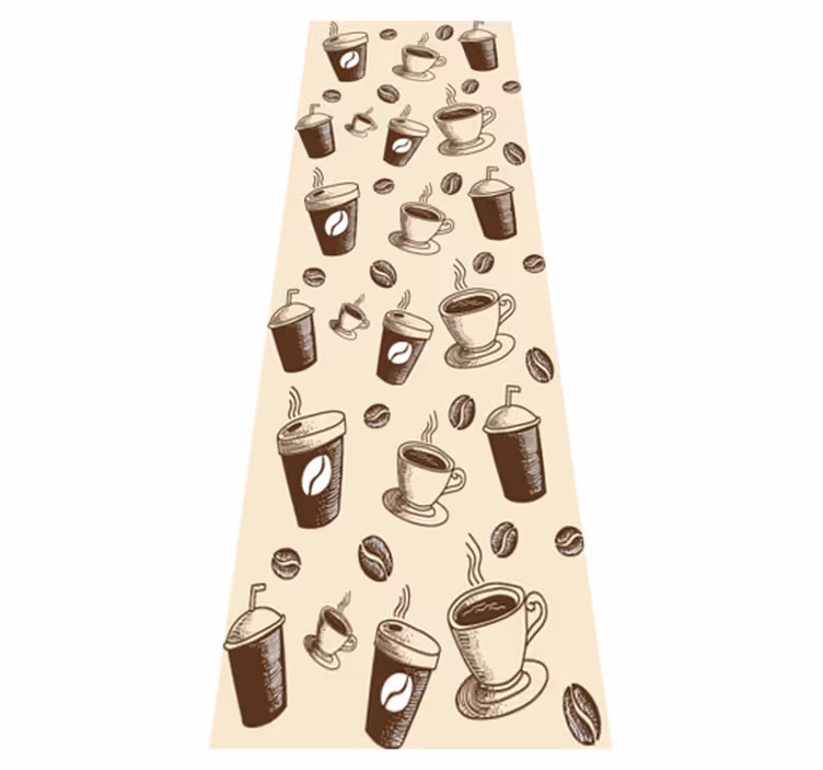 Vinyl teppich küche mit kaffeebohnen und tassen muster - TenStickers