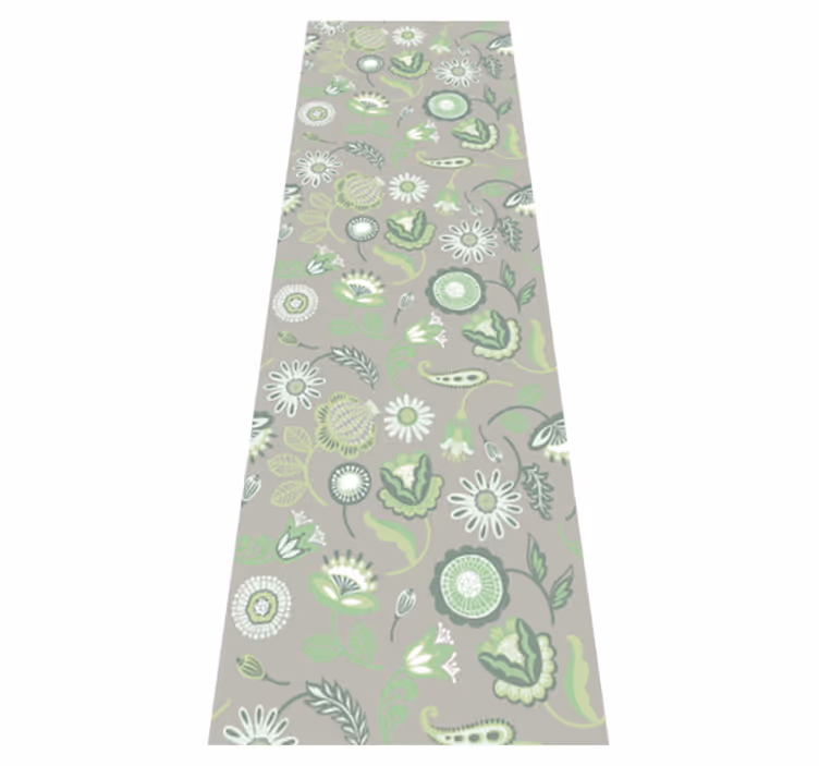 Vinyl teppich küche zartes grünes blumenmuster - TenStickers