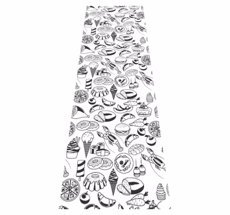 Vinyl teppich küche mit essensdoodle-muster - TenStickers