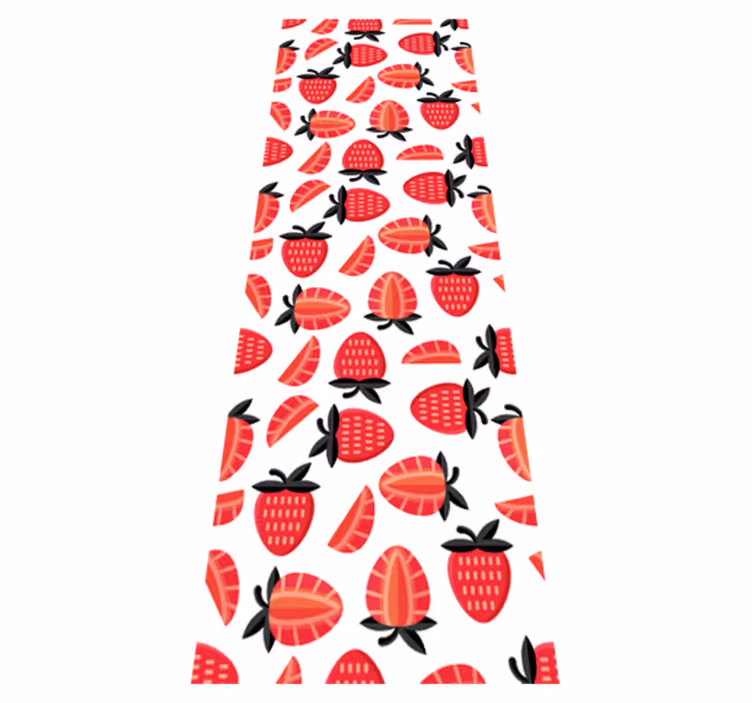 Vinyl teppich küche mit realistischen roten erdbeeren - TenStickers