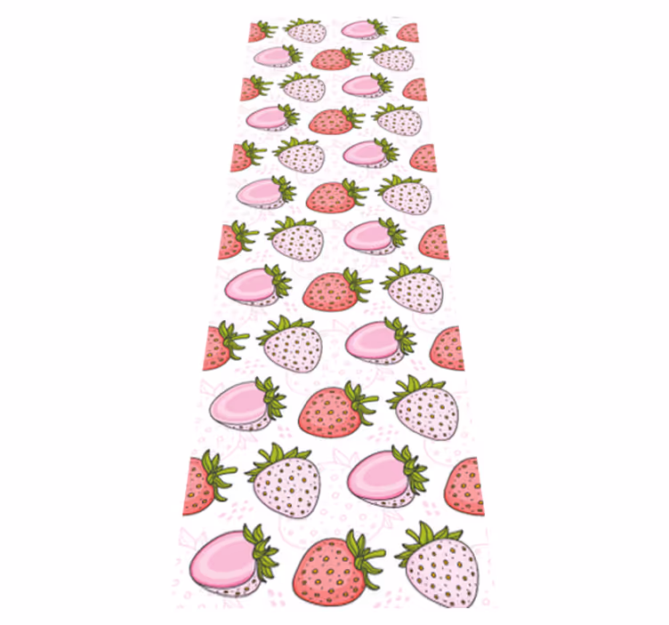 Vinyl teppich küche nahtlose pinke und rote erdbeeren - TenStickers
