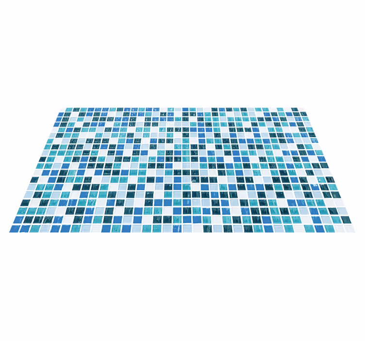 Vinyl teppich bad in blauen mosaikfliesen - TenStickers