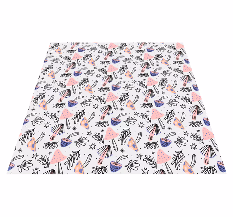 Vinyl teppich blumen klassische pilze und blumen - TenStickers