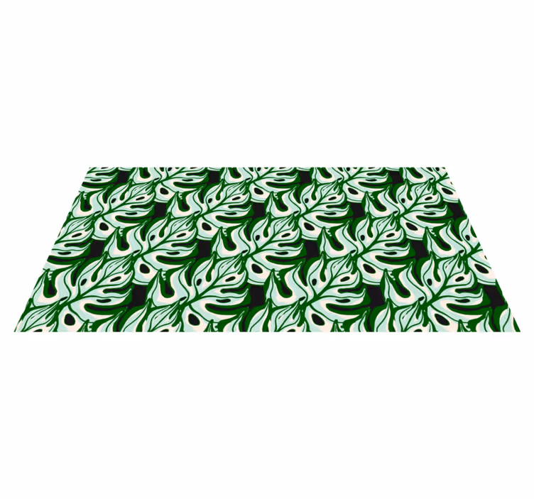 Vinyl teppich blumen mit spritzigem schwarz-grünem muster - TenStickers