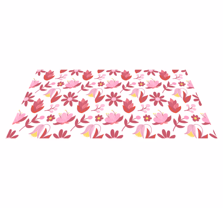 Vinyl teppich blumen polnische volkskunst rot - TenStickers