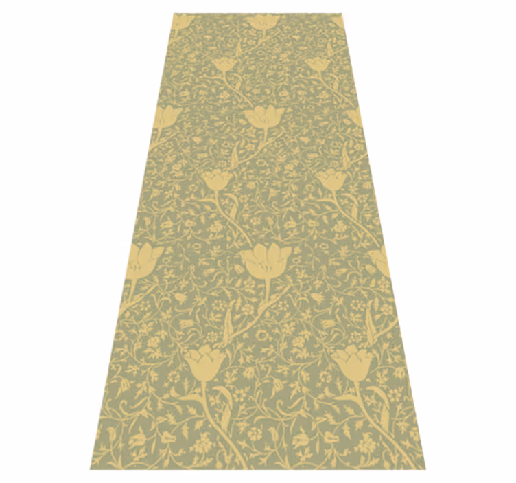Vinyl teppich blumen in sanftem gold und grün - TenStickers
