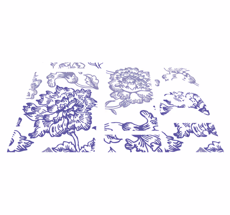 Vinyl teppich blumen in sanftem lila muster - TenStickers