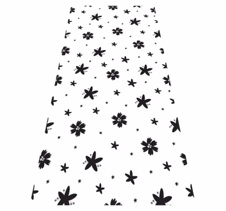 Vinyl teppich blumen in schwarz-weißem blumenmuster - TenStickers