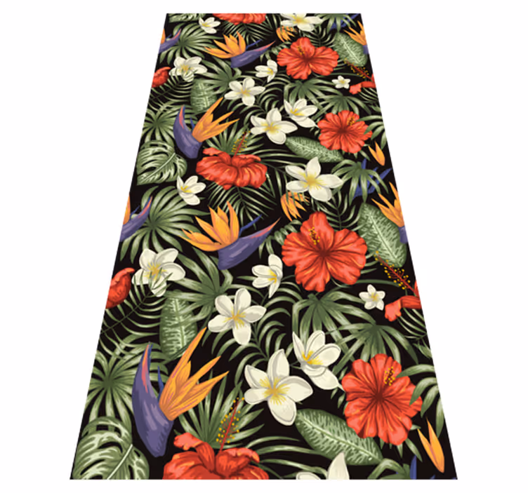 Vinyl teppich blumen im muster tropischer pflanzen - TenStickers