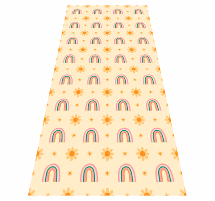 Vinyl teppich blumen mit blumen und regenbögen - TenStickers