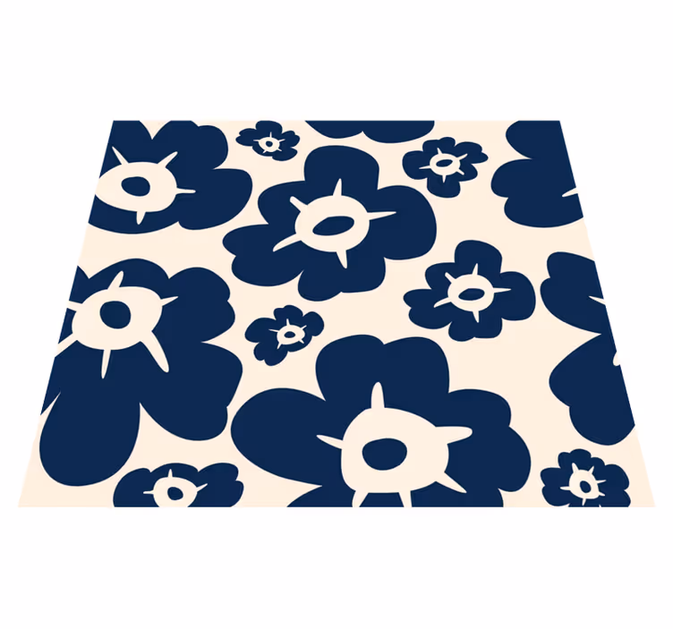 Vinyl teppich blumen in dunkelblauer mohnblume - TenStickers