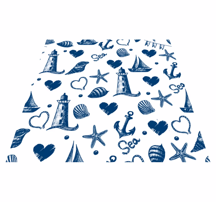 Vinyl teppich blumen im maritimen design - TenStickers