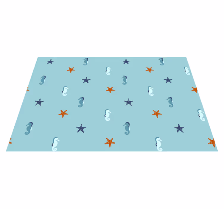 Vinyl teppich blumen seepferdchen und sternenfisch muster - TenStickers