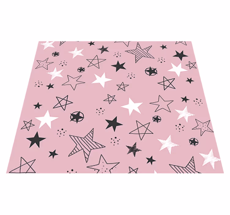 Vinyl teppich sterne in pink und schwarz muster - TenStickers