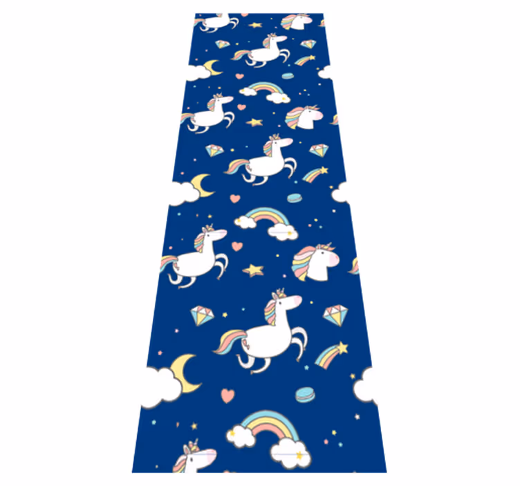 Vinyl teppich sterne einhorn und regenbogen muster - TenStickers