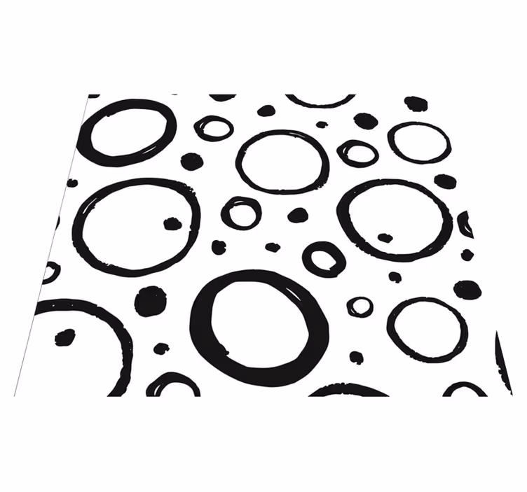 Vinyl teppich geometrisch kreisförmiges design schwarz-weiß - TenStickers