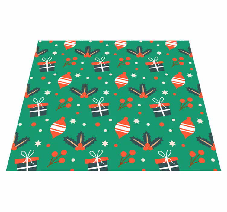 Vinyl teppich weihnachten in grünem bonbonmuster - TenStickers