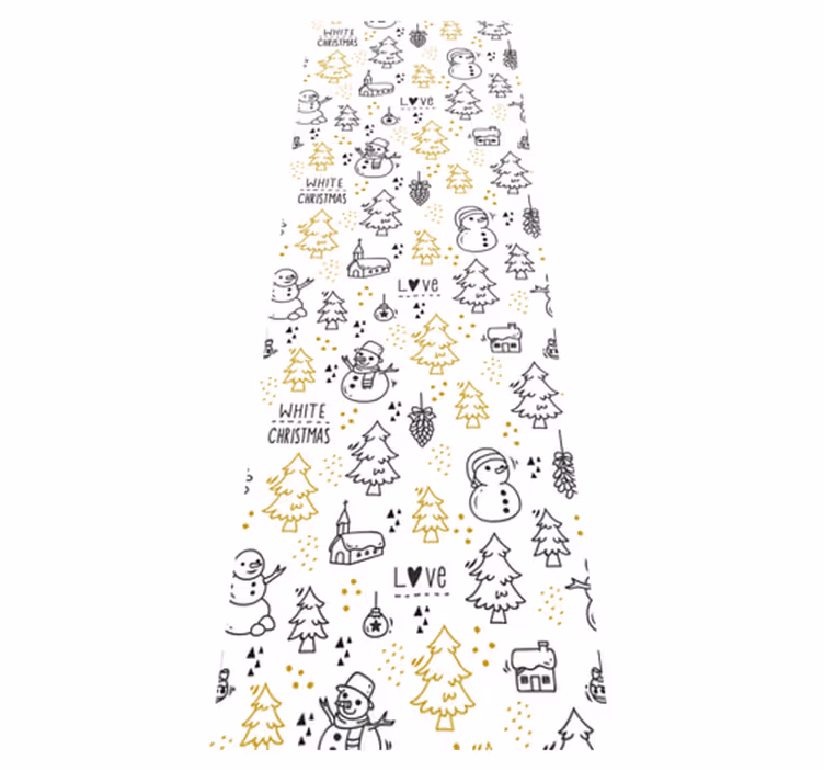 Vinyl teppich weihnachten mit schwarz-goldenem doodle-muster - TenStickers
