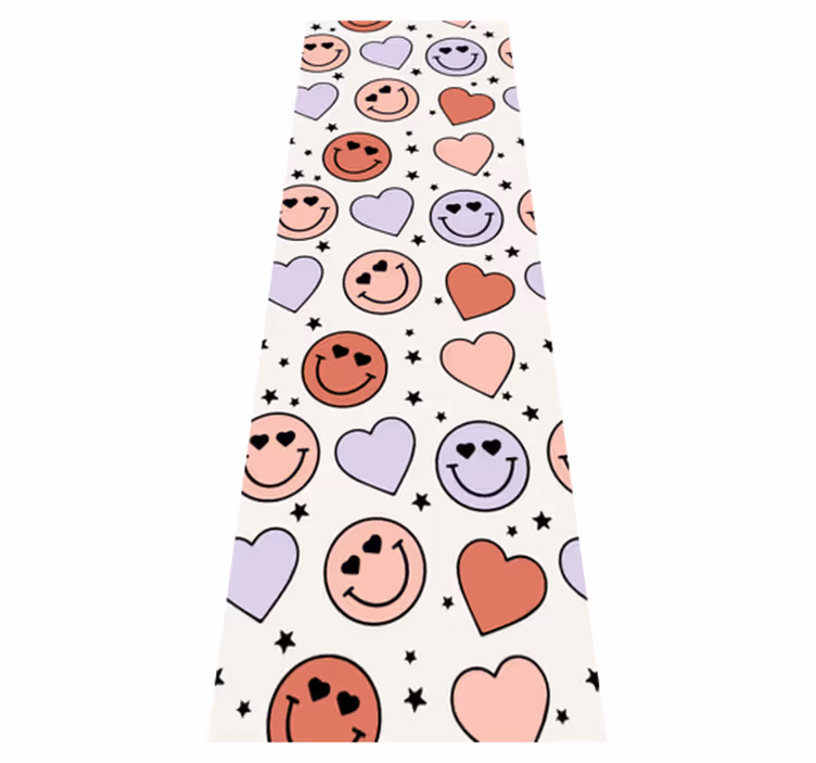Vinyl teppich schlafzimmer mit herzen und smiley-gesichtern - TenStickers