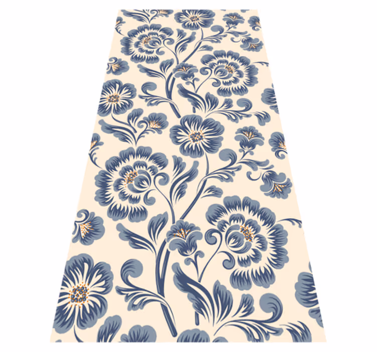 Vinyl teppich schlafzimmer florales blau im vintage stil - TenStickers