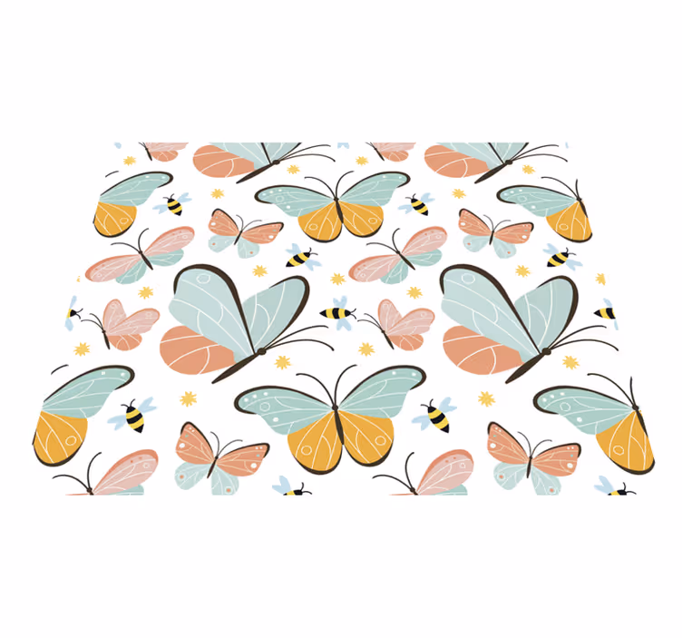 Vinyl teppich schlafzimmer schmetterlinge und bienen - TenStickers
