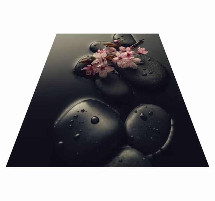 Vinyl teppich natur zen ambiente mit stein für toilette - TenStickers