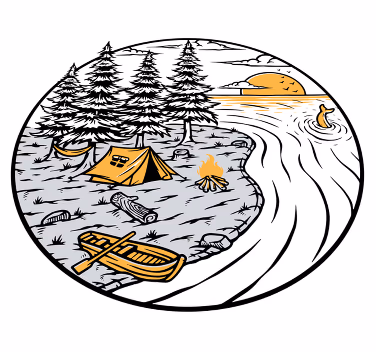 Vinyl teppich natur wohnmobil gelbes landschaftsabzeichen - TenStickers