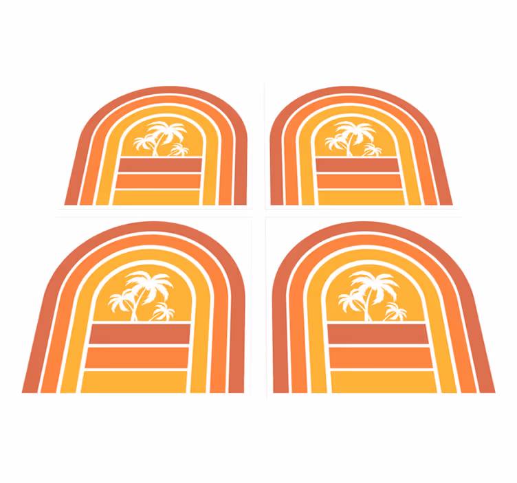 Vinyl teppich natur retro sonnenuntergang und palmen - TenStickers