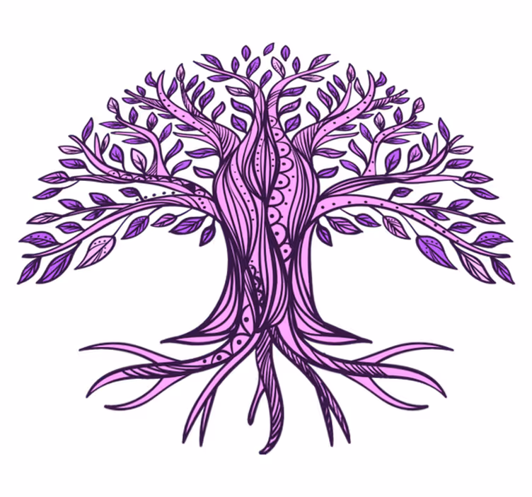 Vinyl teppich natur baum des lebens lila muster - TenStickers