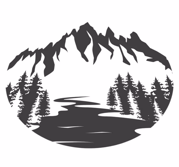 Vinyl teppich natur mit berglandschaft silhouette - TenStickers