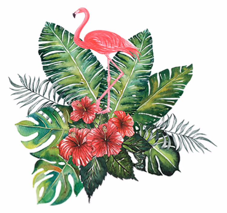 Vinyl teppich blumen großer tropischer flamingo - TenStickers