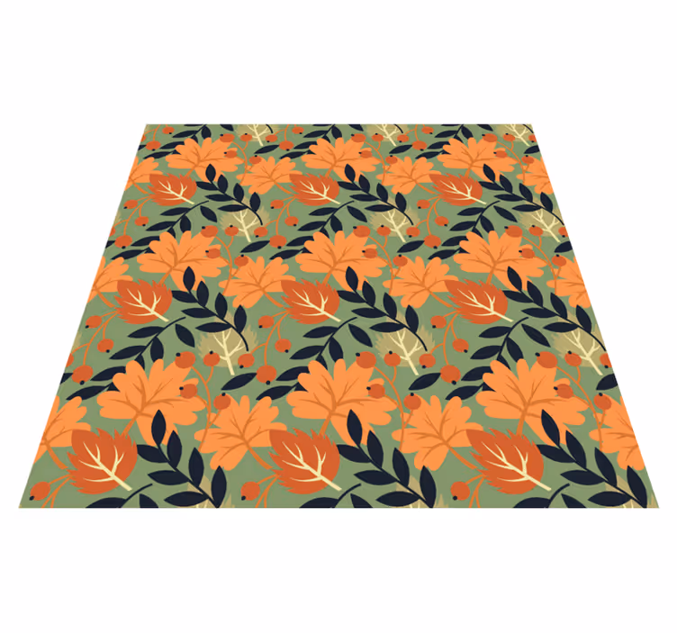Vinyl teppich blumen großes herbstblätterdesign - TenStickers