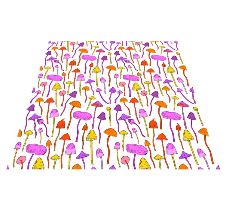 Vinyl teppich blumen mit psychedelischem pilzmuster - TenStickers