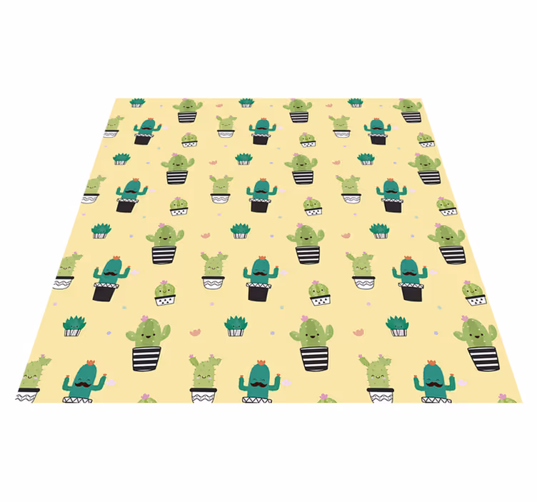 Vinyl teppich blumen kaktus zeichnung muster - TenStickers