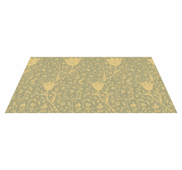 Vinyl teppich blumen in dezentem goldgrünmuster - TenStickers