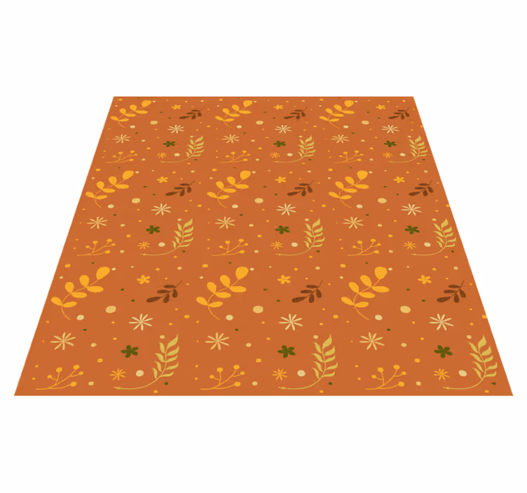 Vinyl teppich blumen in orangefarbenem blattdesign - TenStickers