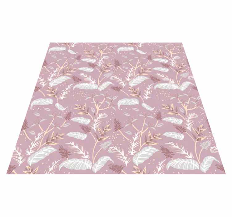 Vinyl teppich blumen im vintage pinken blätterdesign - TenStickers