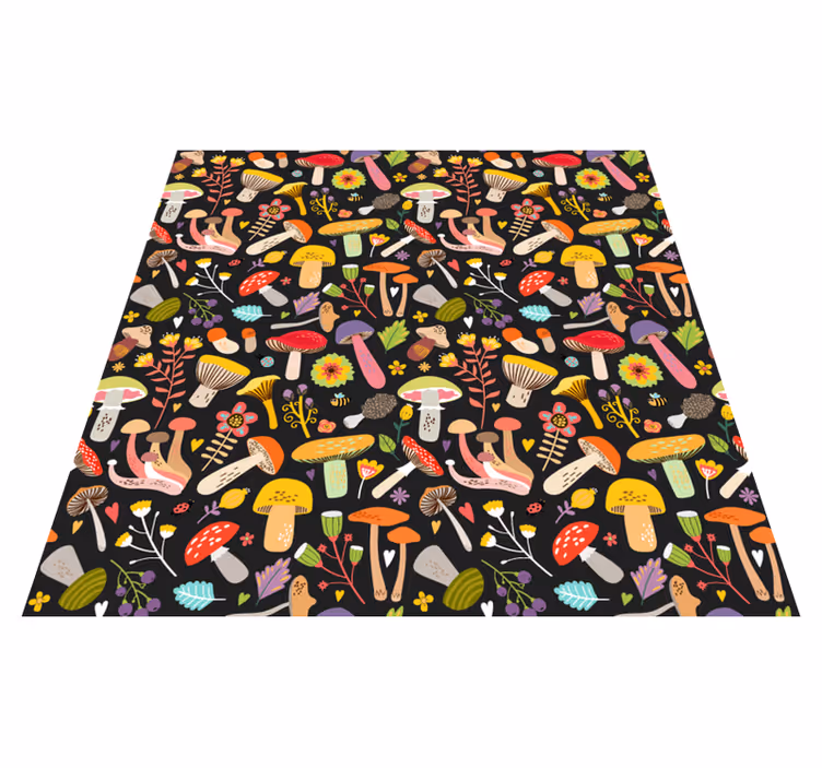 Vinyl teppich blumen mit herbstpilz-muster - TenStickers