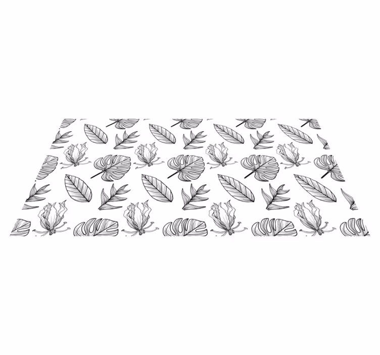 Vinyl teppich blumen mit blattmustern - TenStickers