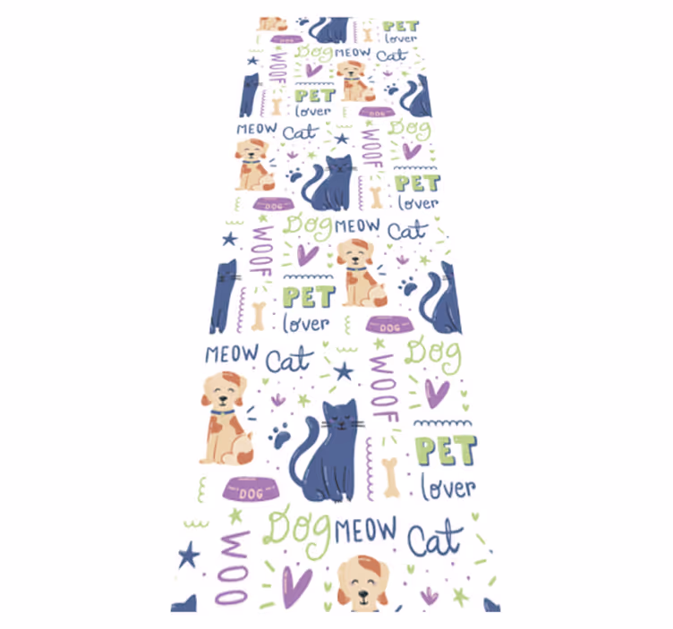 Vinyl teppich schlafzimmer mit buntem hundemuster - TenStickers