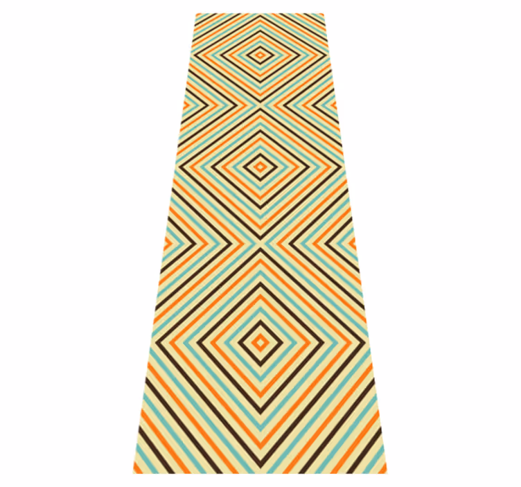 Vinyl teppich schlafzimmer mit vintage orange-blauem muster - TenStickers