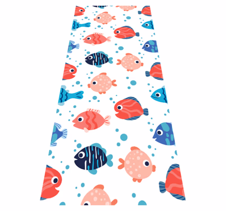 Vinyl teppich schlafzimmer mit rosa und blauen fischen - TenStickers