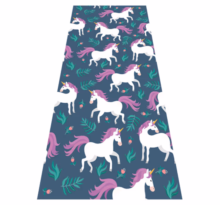 Vinyl teppich schlafzimmer mit flachem einhorn blau muster - TenStickers