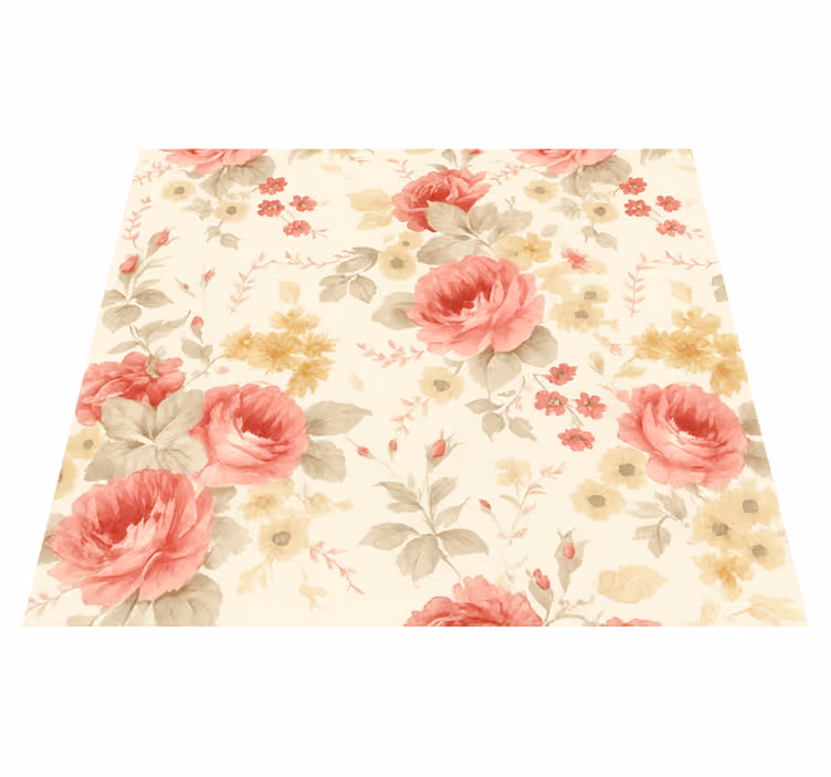 Vinyl teppich schlafzimmer im romantischen blumenmuster - TenStickers