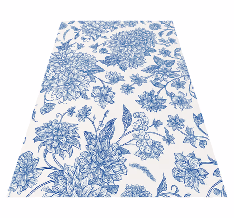 Vinyl teppich schlafzimmer blaue dahlie floral - TenStickers