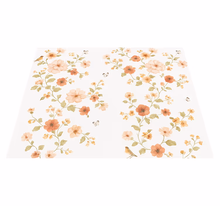Vinyl teppich schlafzimmer mit einfachen weißen blumen - TenStickers