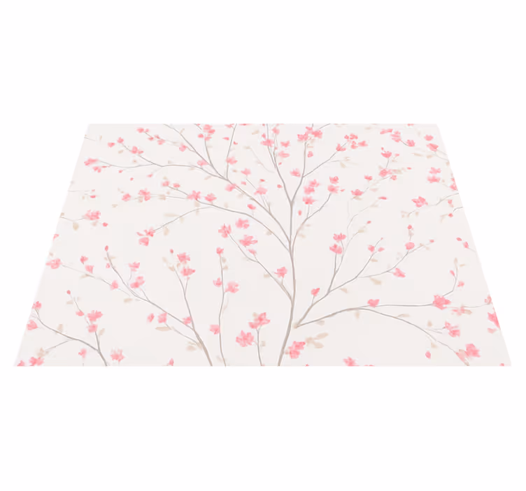 Vinyl teppich schlafzimmer baum mit kleinen rosa blüten - TenStickers